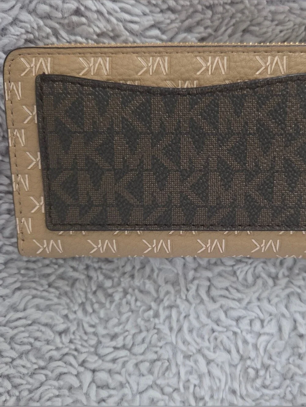 Michael Kors Tan MK Logo Zip Wallet